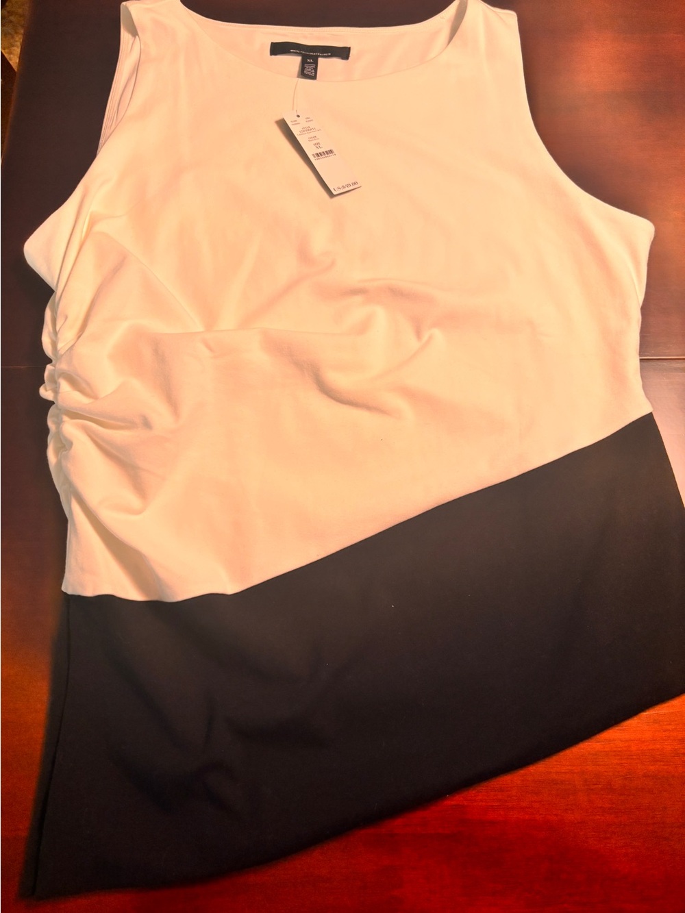 White House Black Market Black and White Diagonal Colorblock Tank XL